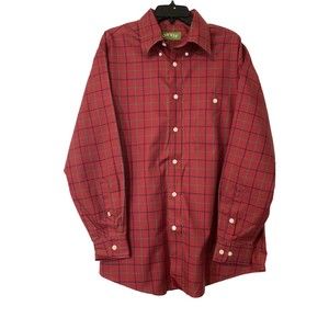 Orvis Men's Shirt Large Red Plaid Green Tag Button Down Casual Dress